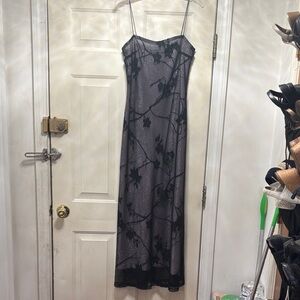 Elegant Black Floral Slip Dress